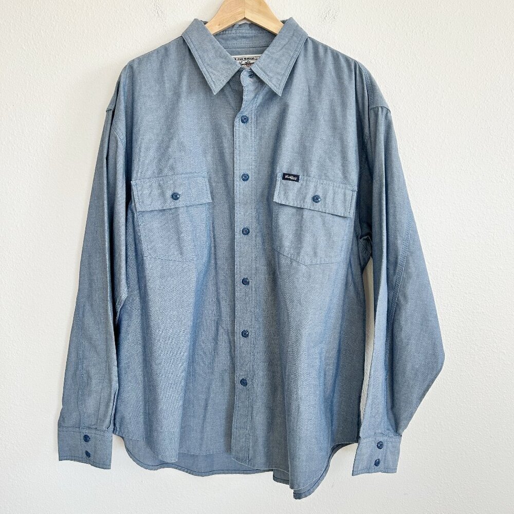 Levi Strauss Shirt Blue Denim Pro Grade Workwear Button Up Long Sleeve